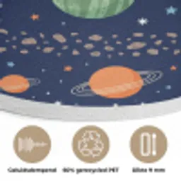 Ruimte - Planeten - Kleurrijk Akoestische PET Vilt - Rond klein -closeup_NL