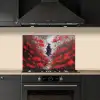 Rode bloemen - mistig - Man keuken achterwand spatscherm klein -sfeer1