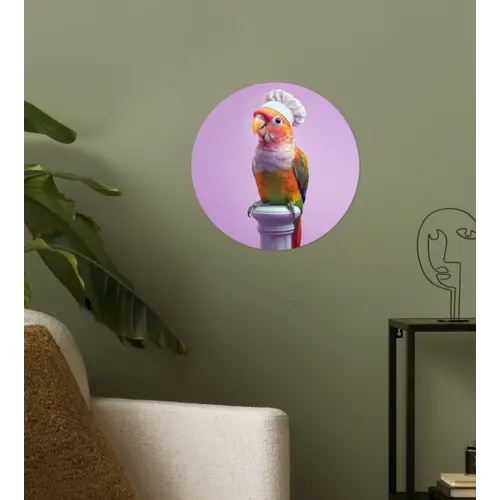 Papegaai - Koksmuts - Pilaar - Vogel Wandcirkel behangsticker klein -sfeer2