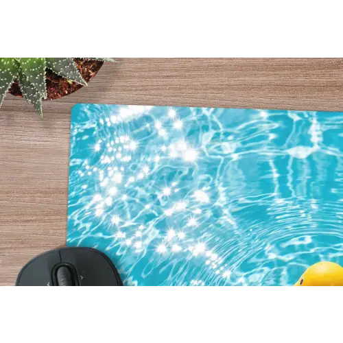 Badeend - Dobberen - Blauw muismat rubber klein -closeup