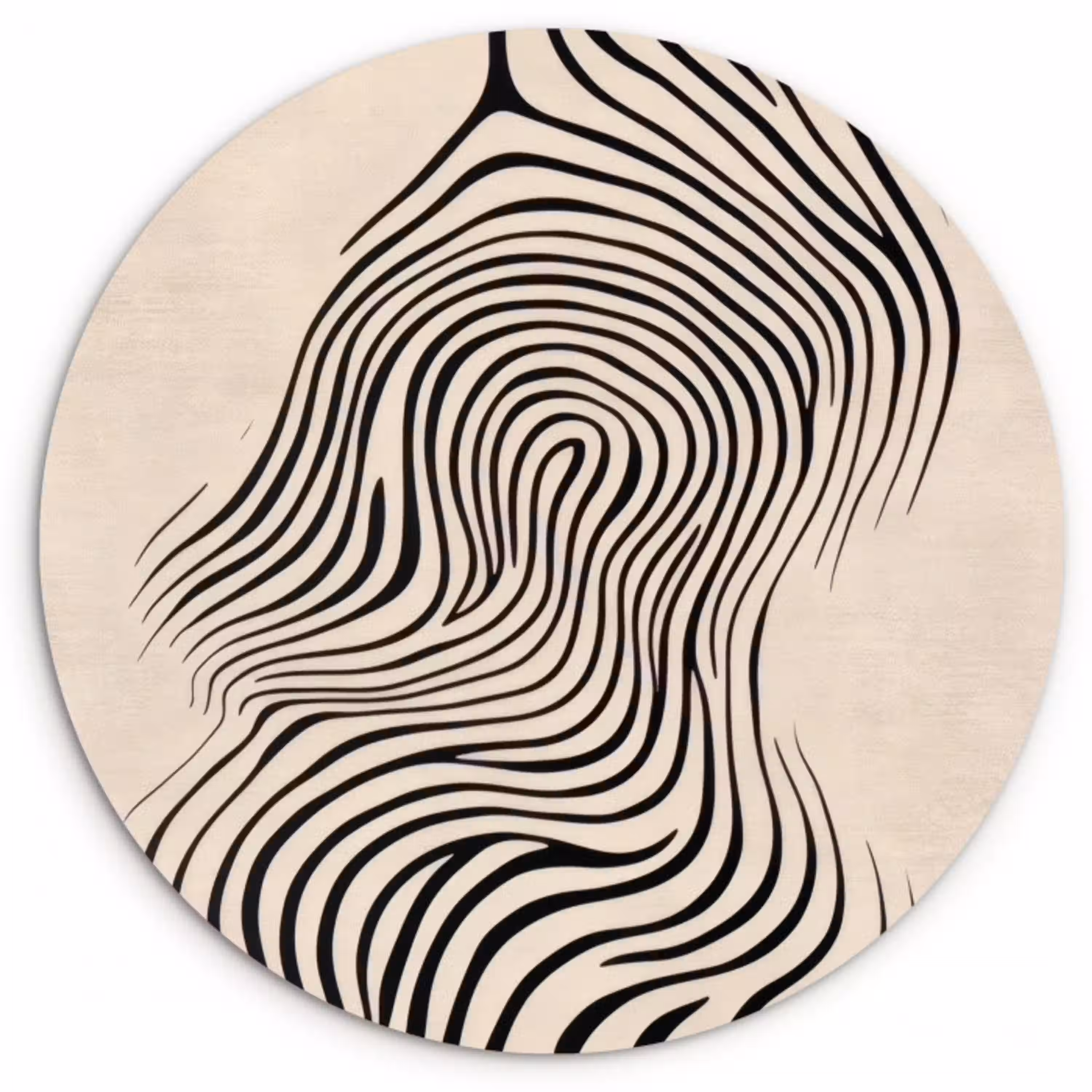 Lijnen - Abstract - Golvend - Zwart Wandcirkel kunststof plaat 5mm dik klein -3d