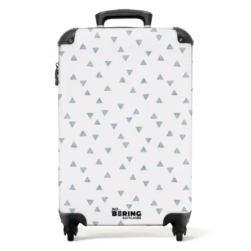 Blauwe driehoeken op een wit vlak NBS - Handbagage koffer - Kinderen Unisex middel -productfoto_recht