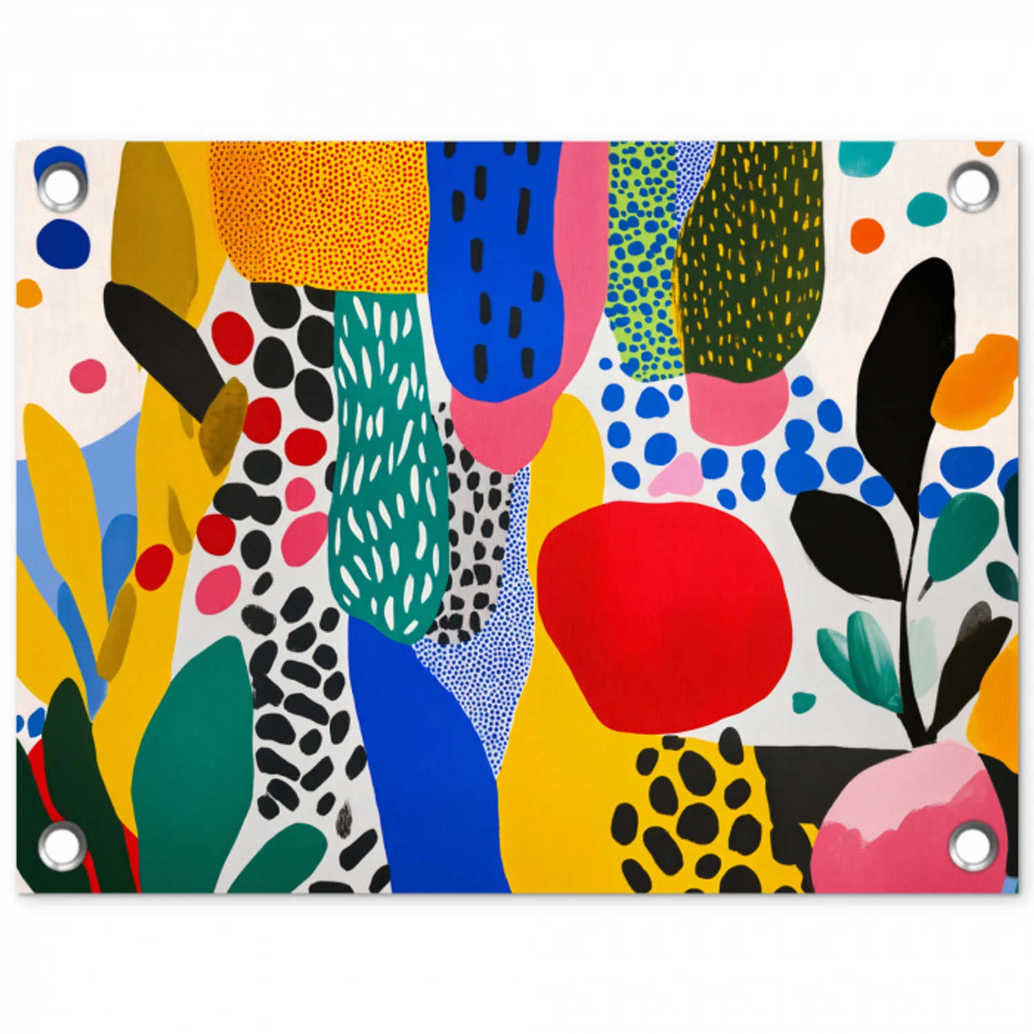 Stippen - Vormen - Modern - Kleuren tuinposter los doek klein -3d