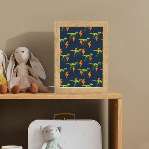 Bliksemschichten - Oranje - Dinosaurussen Light Box met kabel klein -sfeer2_kind