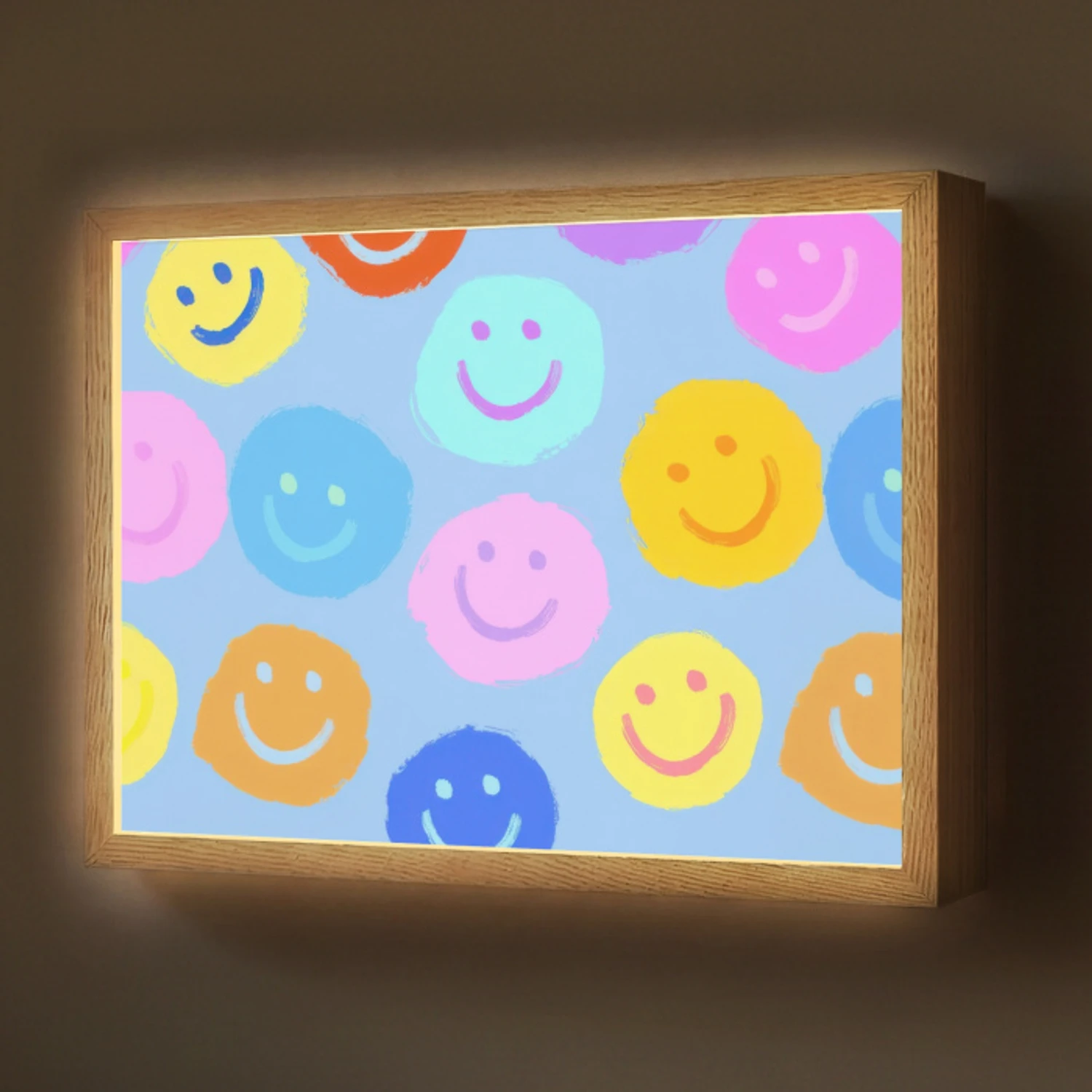Smileys - Kleurrijk - Grappig Light Box met batterij (Wandlamp) middel -z3d_website