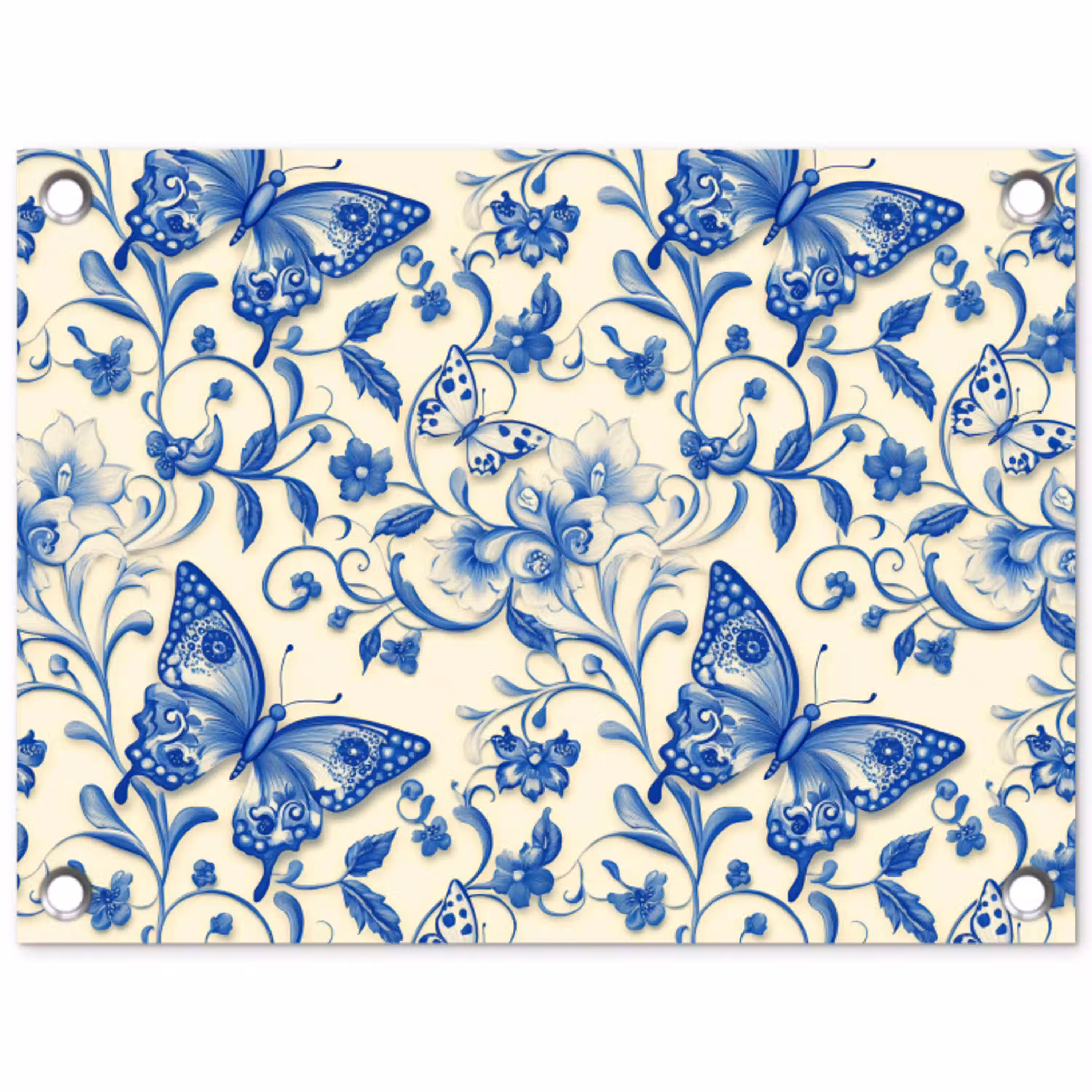 Vlinders - Bloemen - Blauw - Botanisch tuinposter los doek klein 239 -3d