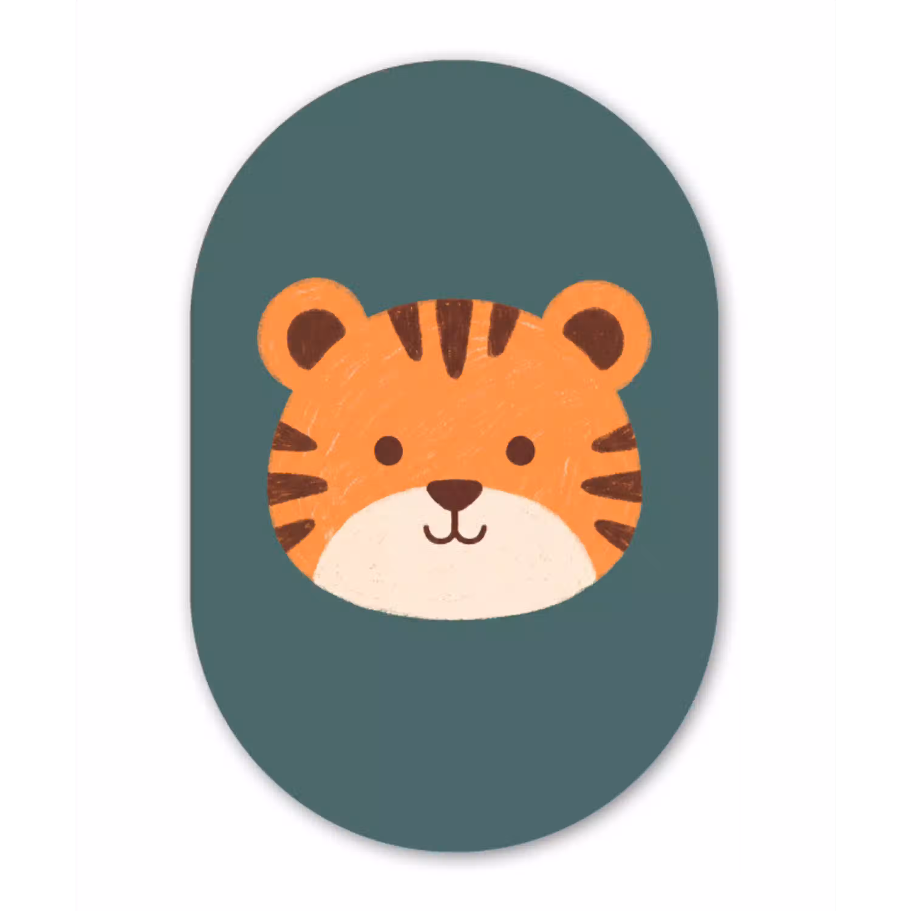 Dieren - Kop - Oranje - Illustratie - Modern Wandcirkel Ovaal Glas middel -3d