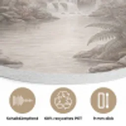 Jungle - Watervallen - Tropisch - Illustratie Akoestische PET Vilt - Rond klein -closeup_DE