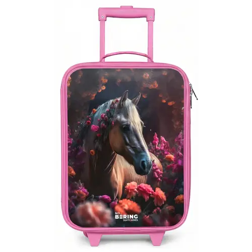 Goudbruin paard tussen de bloemen Kinderkoffer - Roze klein -zz3dotto