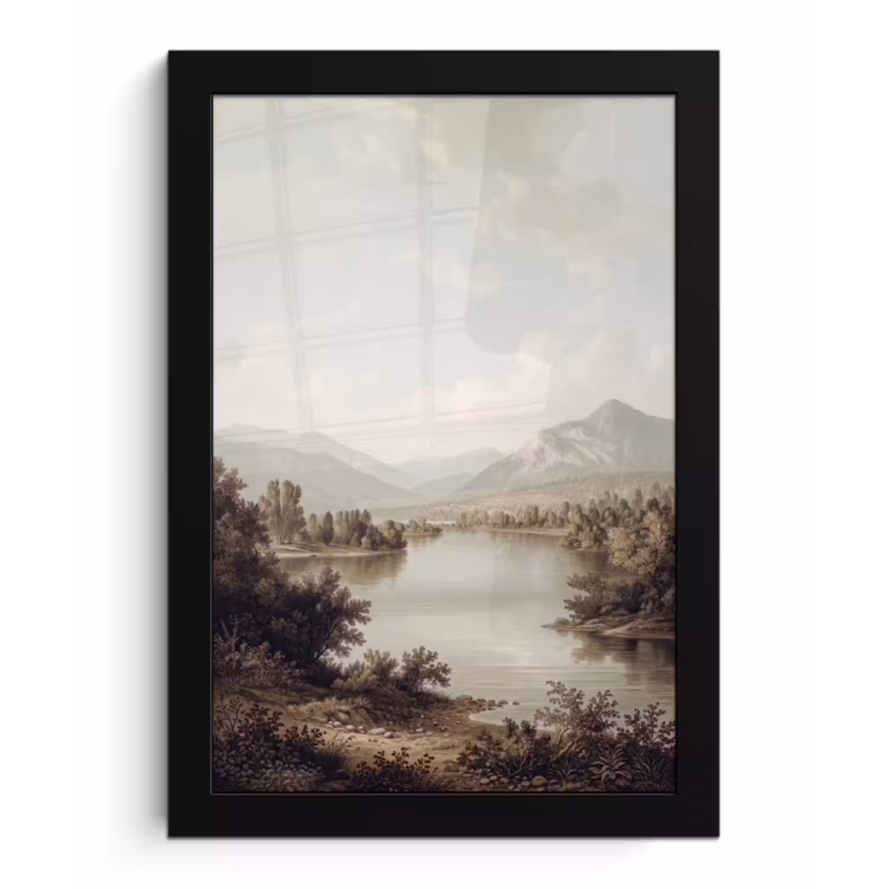 Klassiek - Landschap - Sereen fotolijst zwart zonder passe partout klein -3d