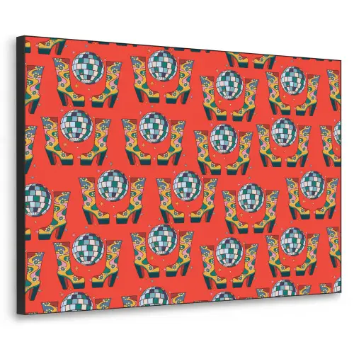 Rood - Disco - Patroon Textielframe zwart klein 947 -3d