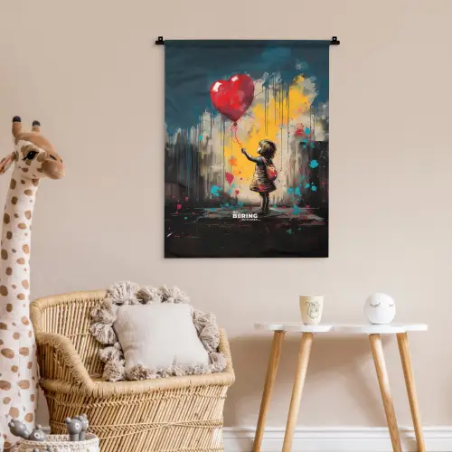 Meisje met ballon in graffiti stijl Wandkleed katoen klein -wsfeer5_kind