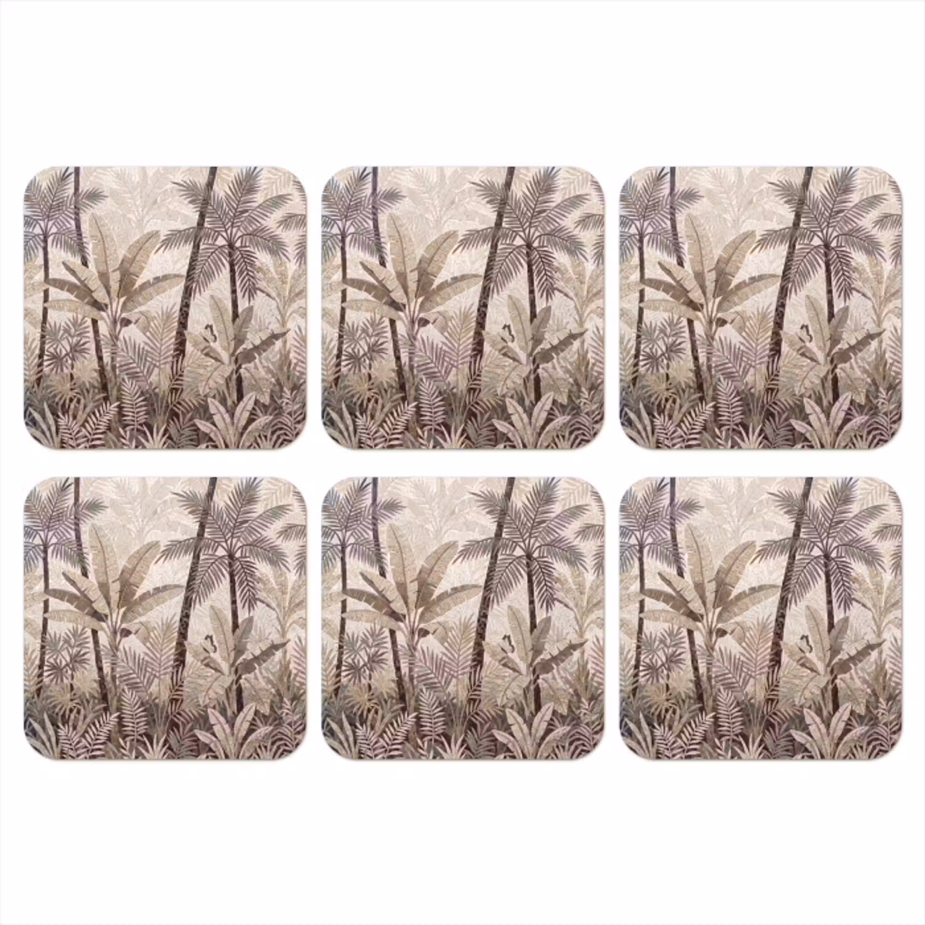 Natuur - Bladeren - Landschap - Mozaïek - Beige onderzetter kurk middel -3d