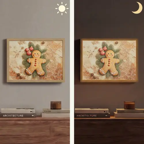 Kerstmis - Koekje - Poppetje - Speculaas Light Box met batterij (Wandlamp) middel -sfeer3