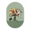Bloemen - Vaas - Kaartje Wandcirkel Ovaal Glas middel -3d