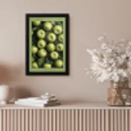 Appels - Groen - bladeren fotolijst zwart zonder passe partout klein -sfeer5