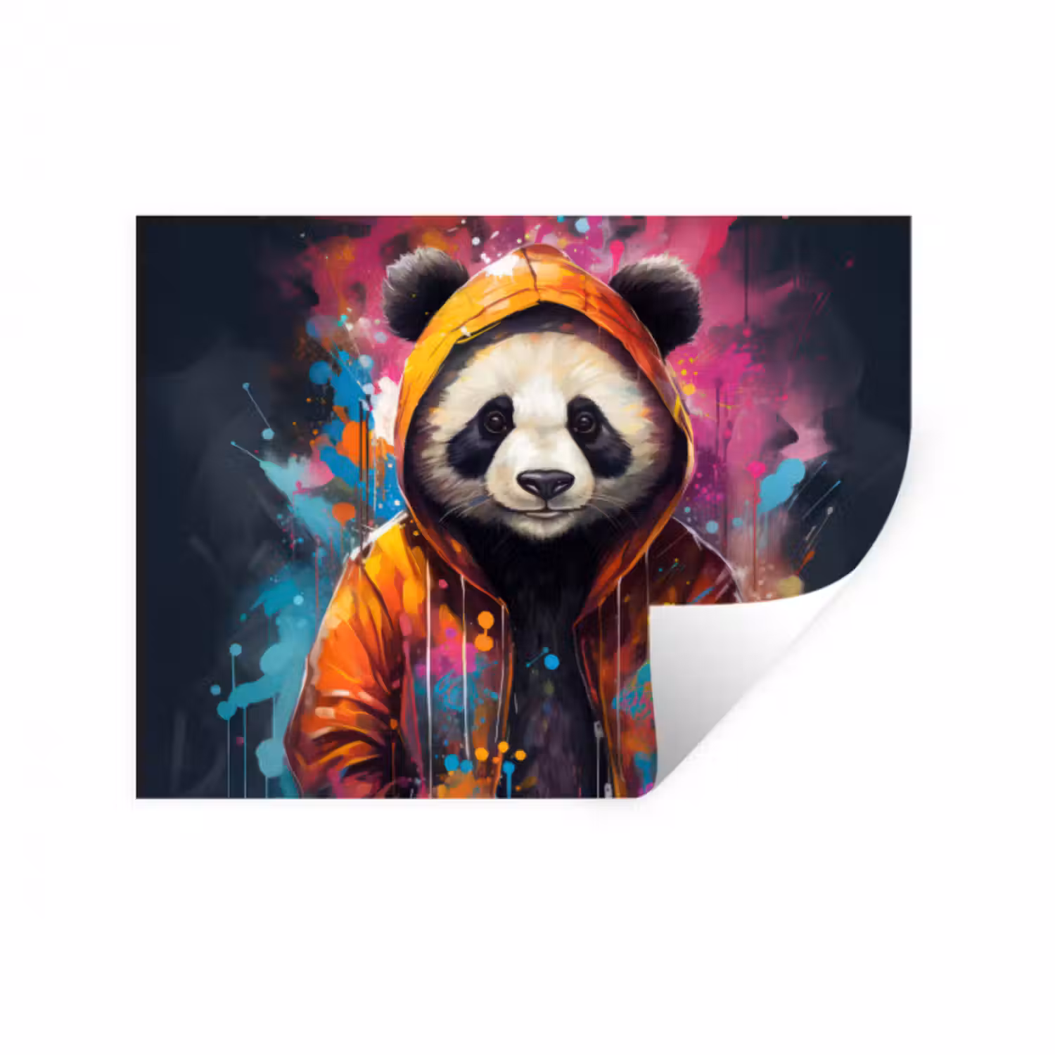 Wandtattoo – Panda - Jacke - Graffiti - Orange