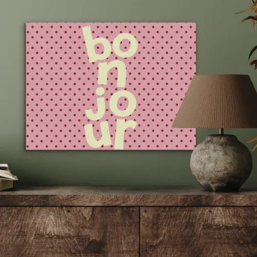 Bonjour - Stippen - Roze- Geel PET vilt klein -sfeer2