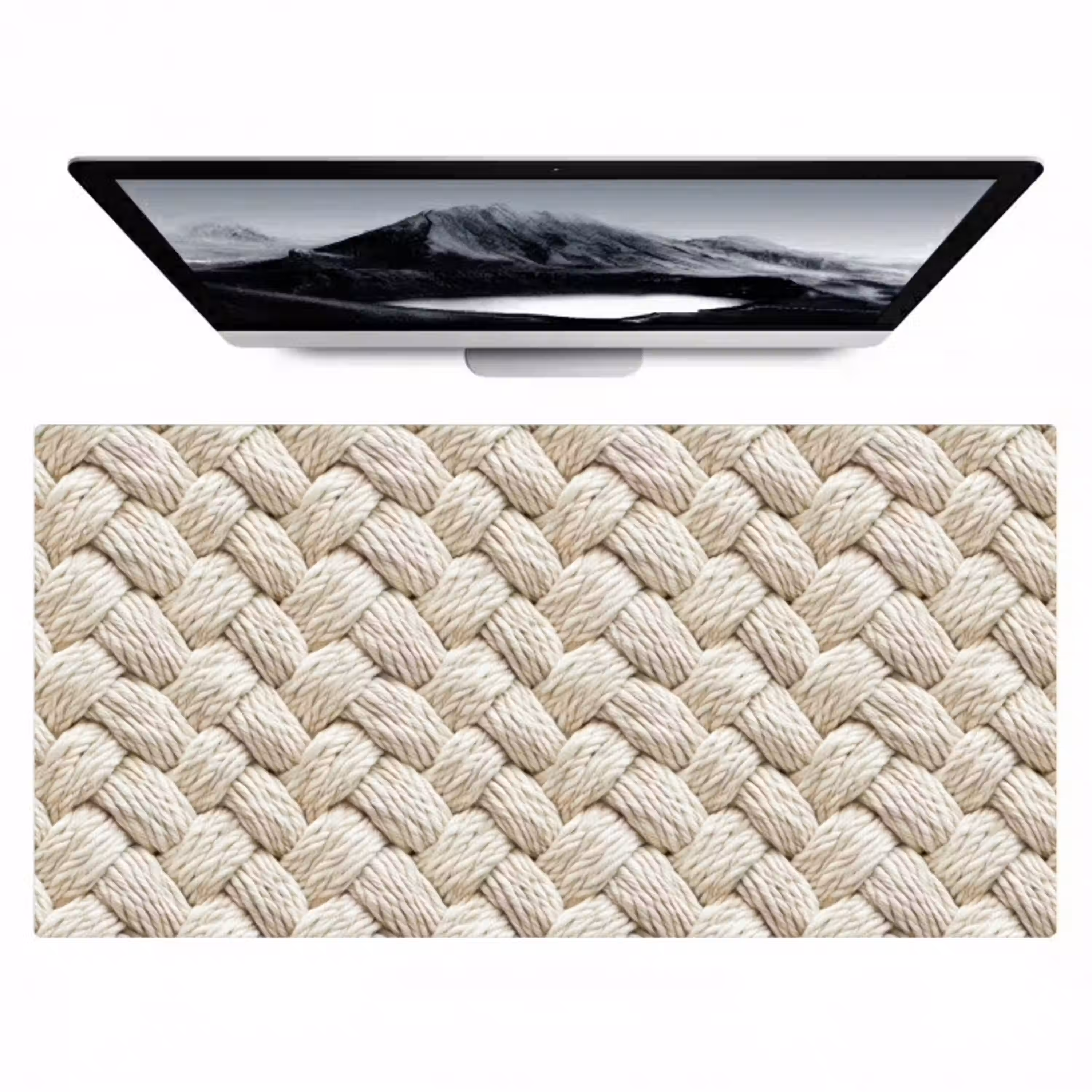 Touw - Gebreid - Beige Muismat XXL klein 681 -zzz3d