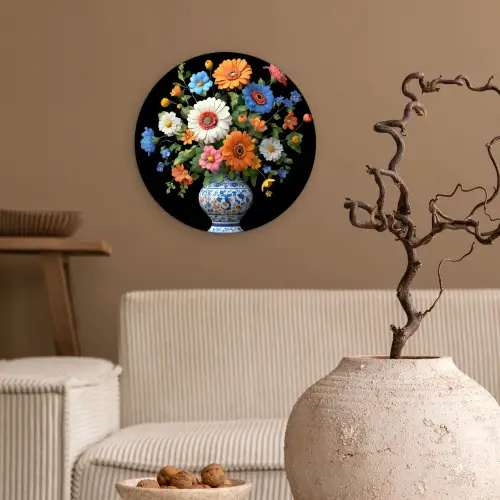 Vaas - Boeket - Bloemen - Kleur Wandcirkel kunststof plaat 5mm dik klein -sfeer1