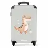 Dino in beige en grijze kleuren NBS - Handbagage koffer - Volwassenen Unisex middel -productfoto_recht