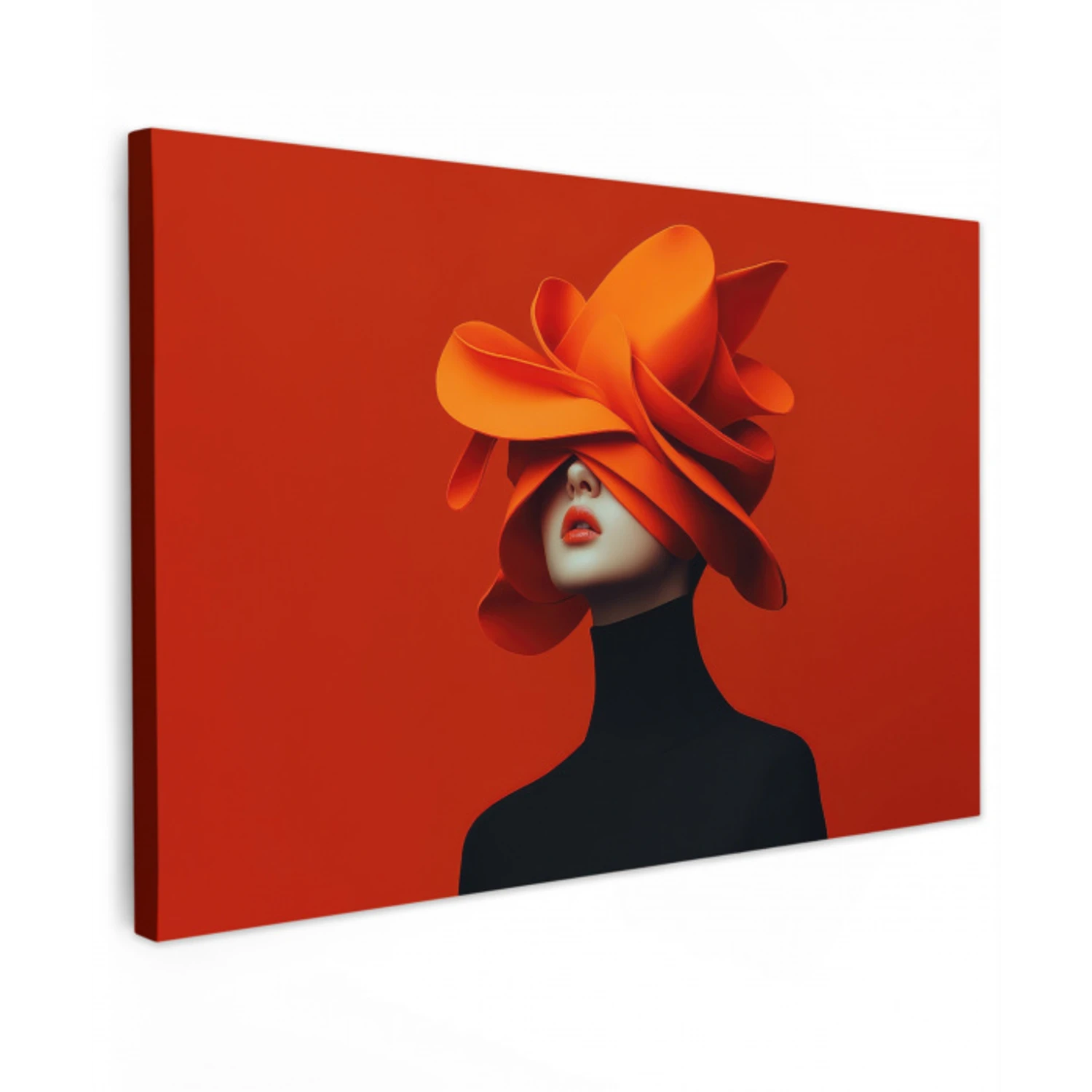 Oranje - Hoed - Vrouw Tuinposter op houten frame 2 cm dik klein -3d