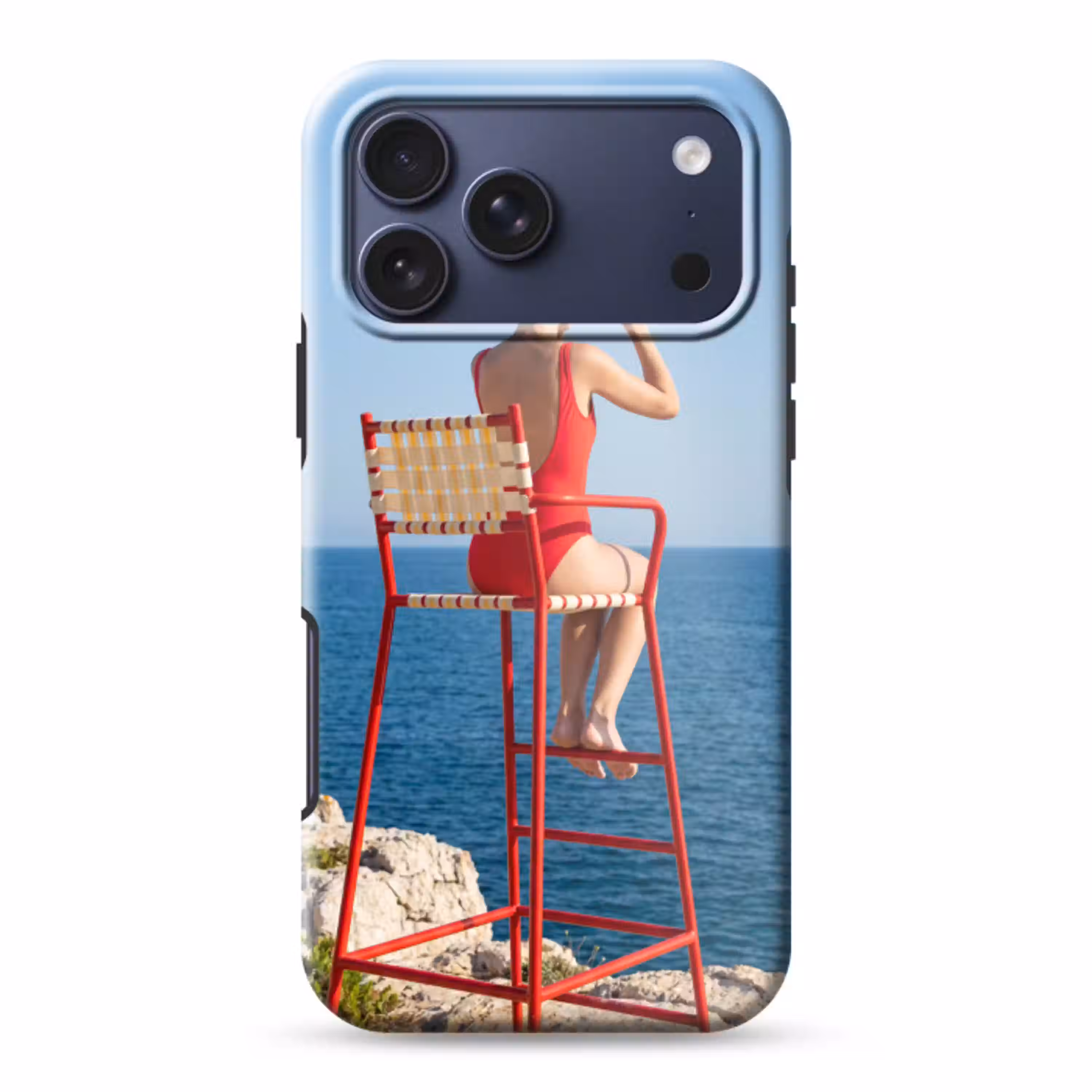 Vrouw - Zee - Kust - Verrekijker - Rood Toughcase MagSafe Apple iPhone 17 Pro Max klein -3d