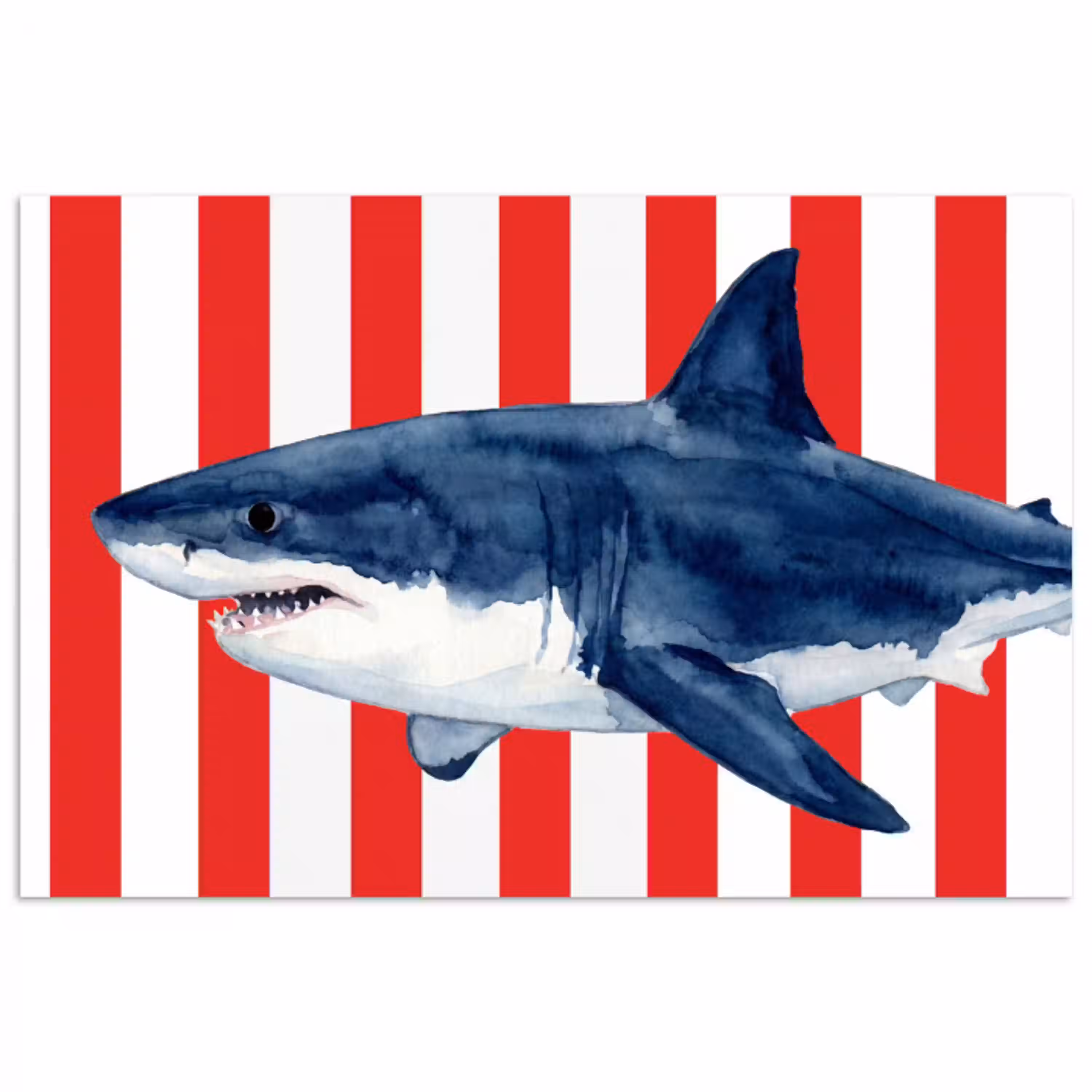 Vis - Haai - Zee - Illustratie - Blauw poster papier klein -3d