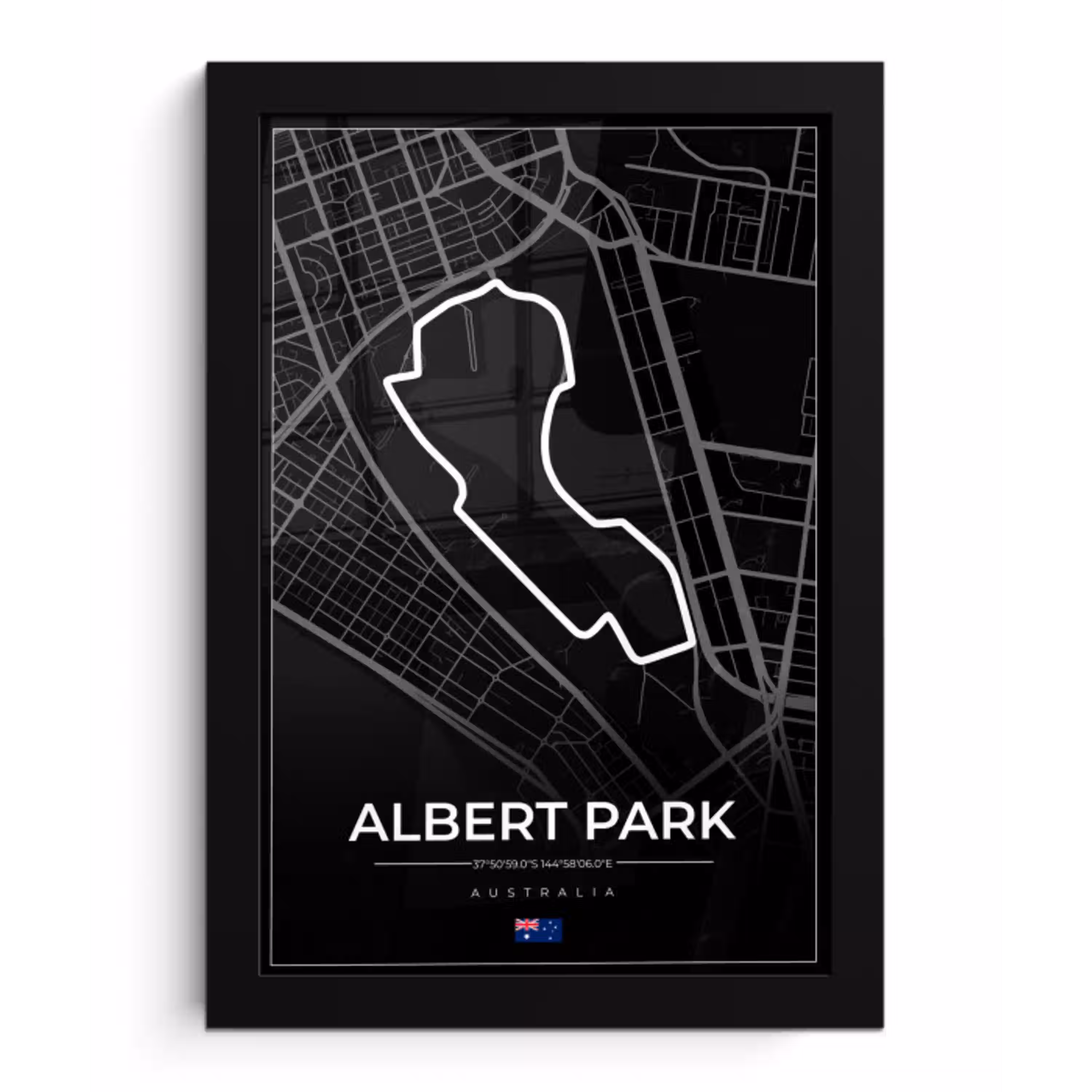 Circuit - Formule 1 - Australië - Racebaan - Albert Park circuit - Zwart fotolijst zwart zonder passe partout klein -3d