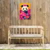 Kimono - Roze - Panda - Bloemenkroon Tuinposter op houten frame 2 cm dik klein -sfeer4