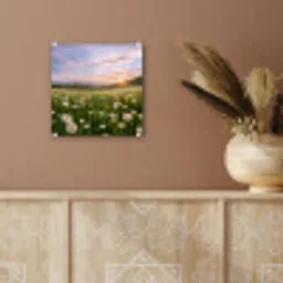 Madelief - Veld - Heuvels - Groen plexiglas 5mm klein -sfeer5