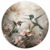 Kolibrie - Vogels - Bloemen - Planten Wandcirkel kunststof plaat 5mm dik klein -3d