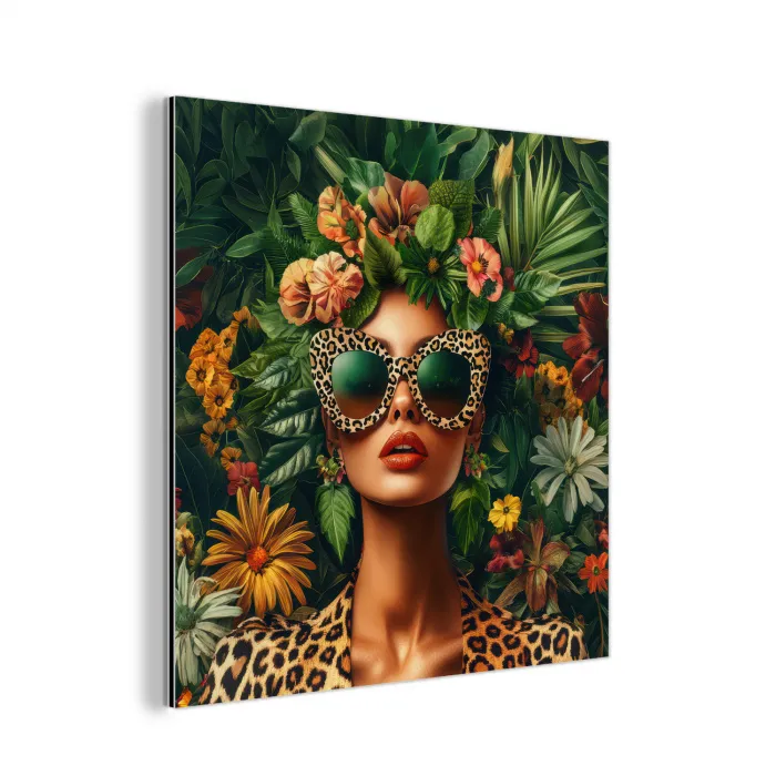 Vrouw - Panterprint - Jungle - Natuur - Luxe aluminium wit klein -3d