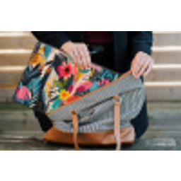 Schilderij - Abstract - Bloemen - Roze laptophoes neopreen klein -tas