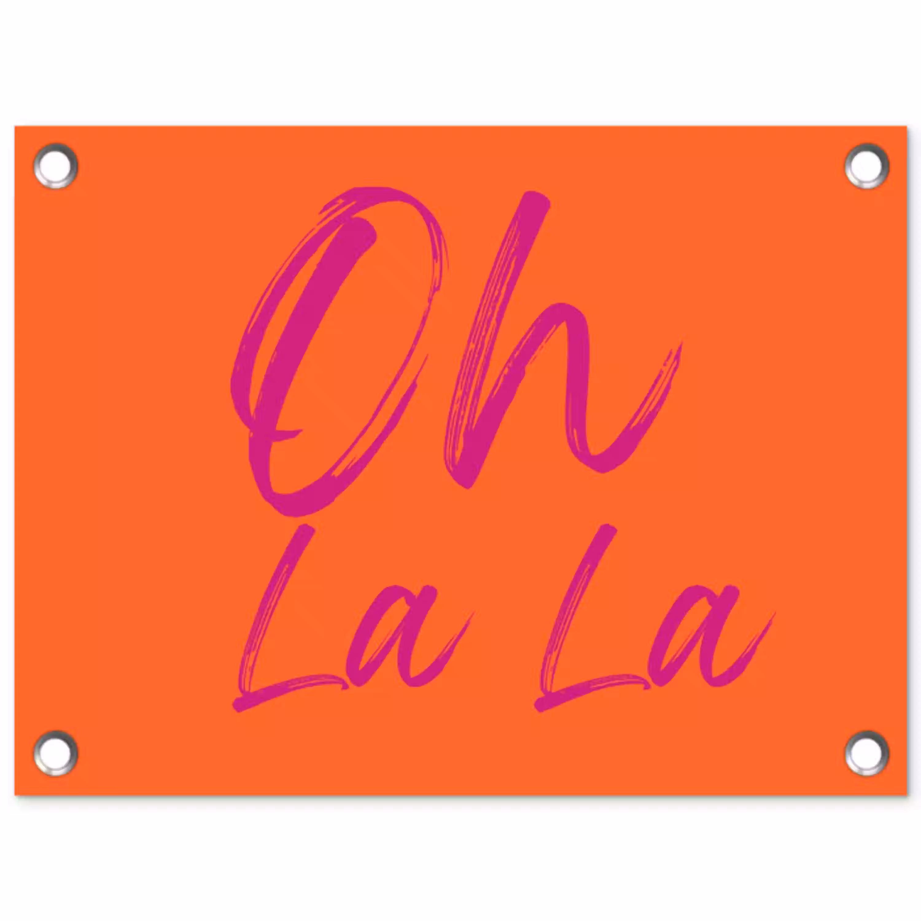 Oh la la - Oranje - Roze - Grafisch tuinposter los doek klein -3d