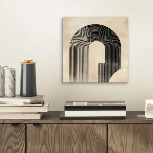 Boog -  Strepen - Minimalistisch - Zwart aluminium wit klein -sfeer1