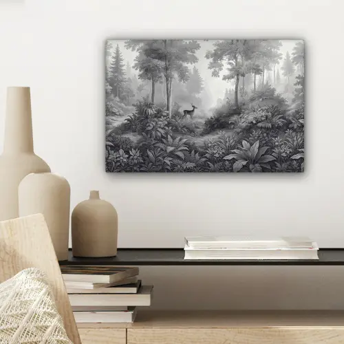 Bos - Hert - Zwart - Wit canvas 2cm klein -sfeer6