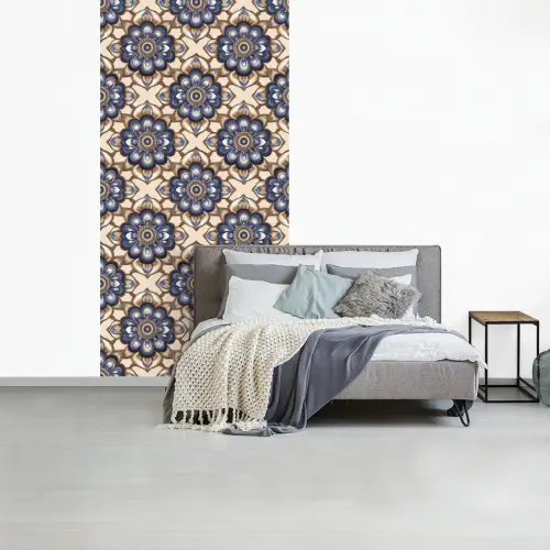 Floraal - Ornament - Blauw fotobehang vinyl groot 64 -slaapkamer