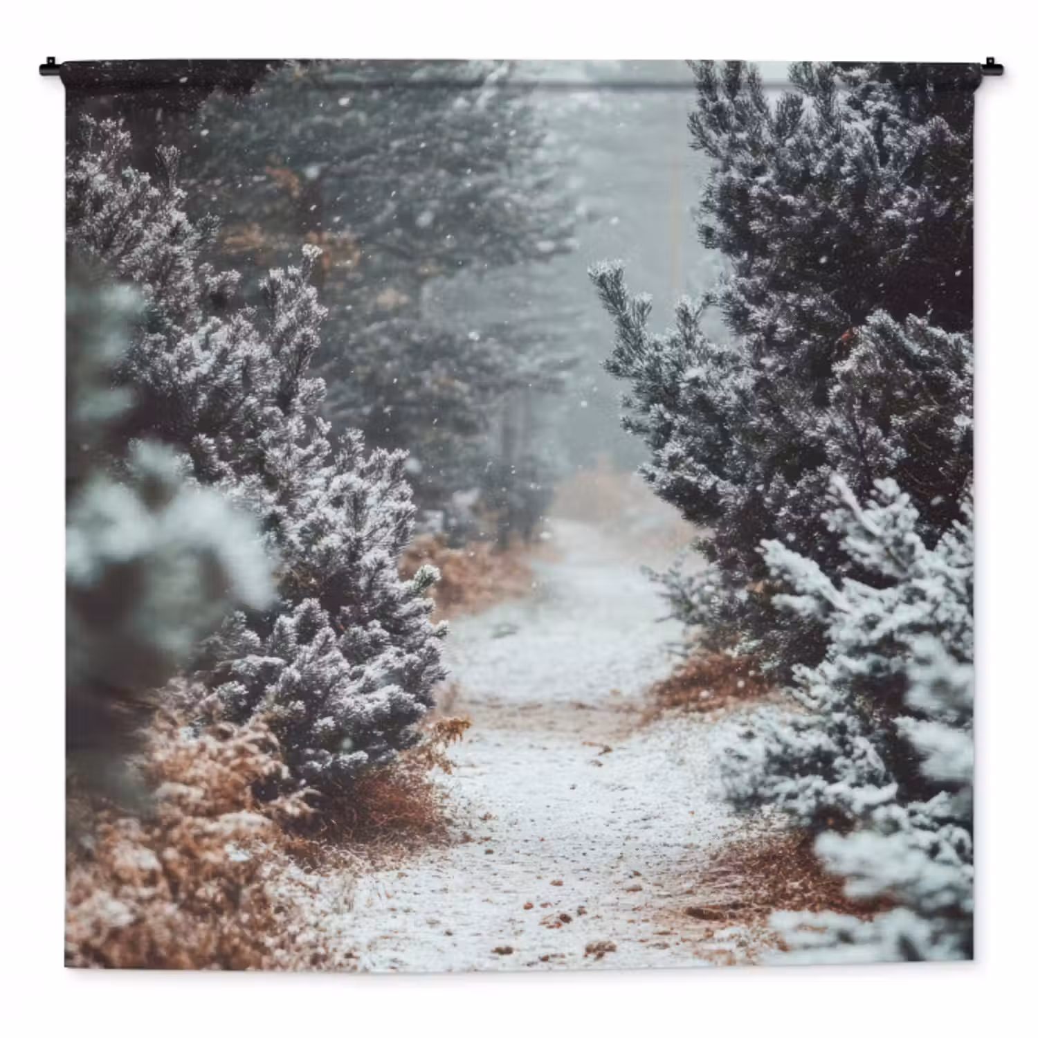 Wandteppich - Wald - Winter - Bäume - Natur - Weg - Schnee