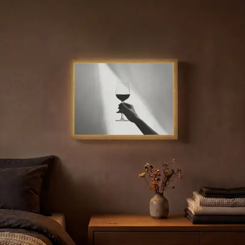 Lichtinval - Wijn - Rood - Glas Light Box met batterij (Wandlamp) middel -sfeer4