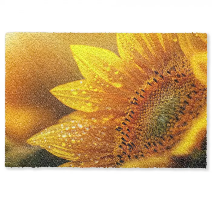 Zonnebloem - Dauwdruppels - Geel - Zonlicht Deurmat klein -zkaufland3d