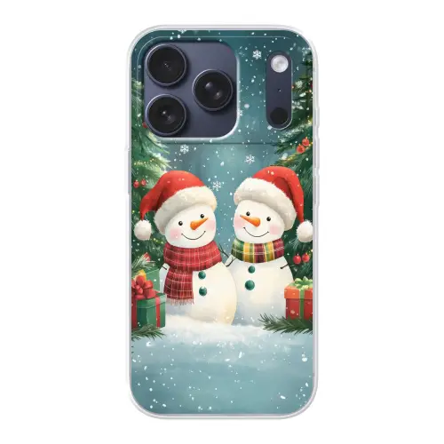 Sneeuwpop - Kerstsneeuw - Groen - Rood Telefoonhoesje iPhone 17 Pro klein -3d