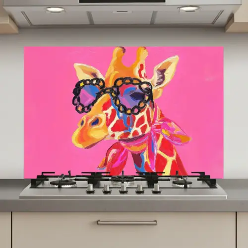 Giraf - Roze - Bril - Sjaal keuken achterwand spatscherm klein -3d_website