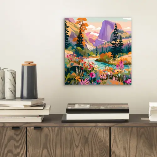 Rivier - Vallei vol bloemen - Levendig aluminium wit klein -sfeer1