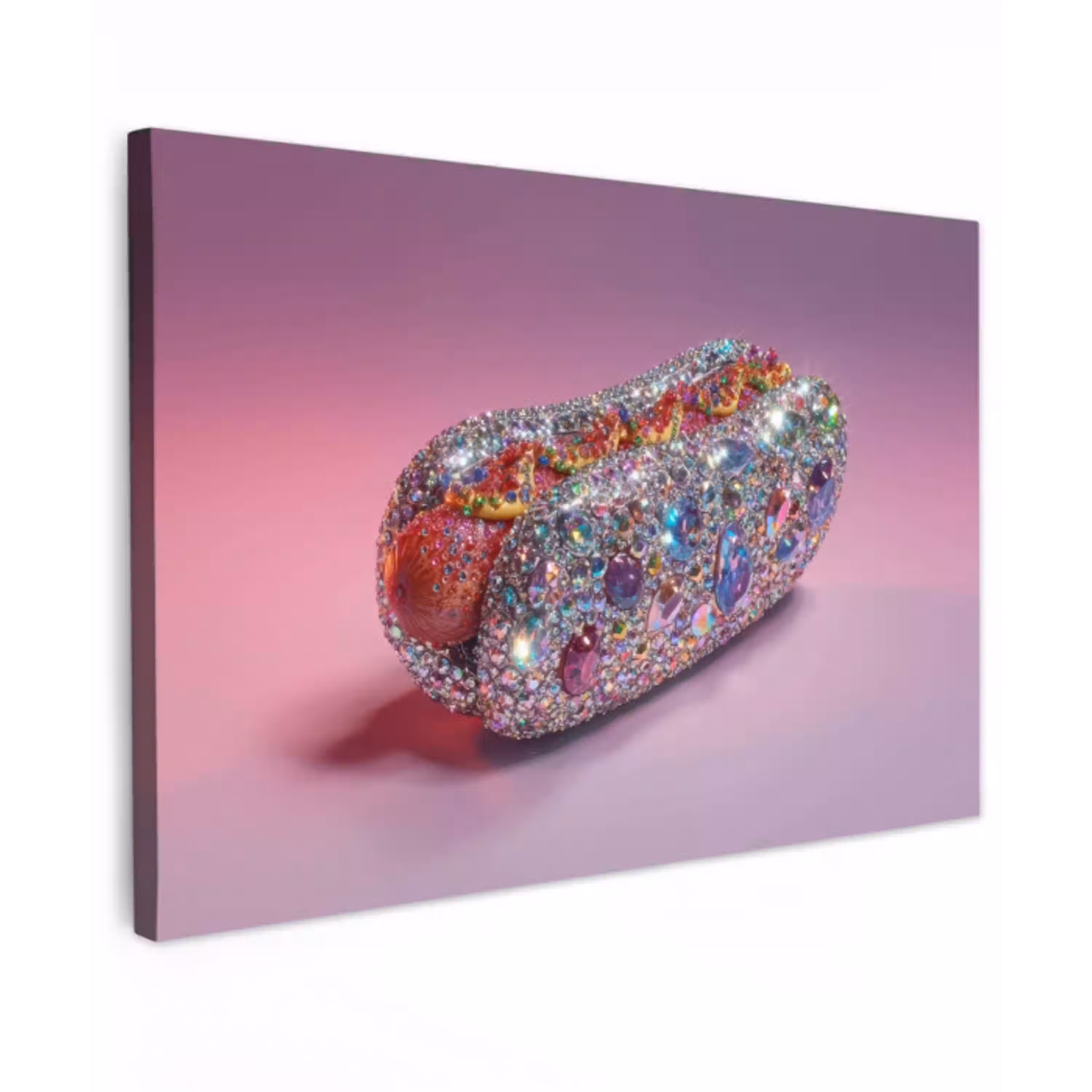 Hotdog - Steentjes - Glitters - Paars canvas 2cm klein -z3d