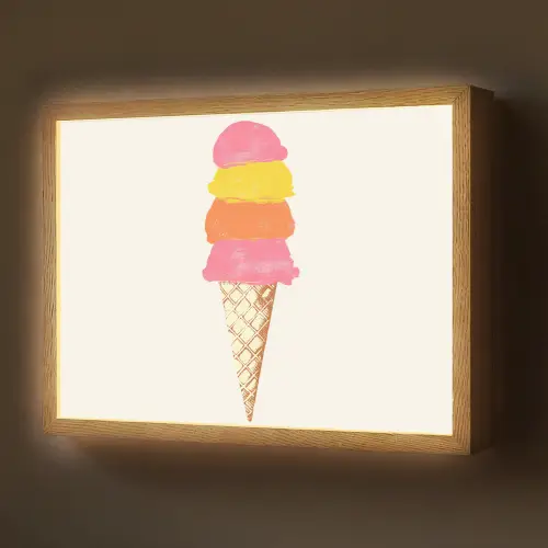 Schepijs - Hoorntje - Illustratie - Minimalistisch Light Box met batterij (Wandlamp) middel -z3d_website