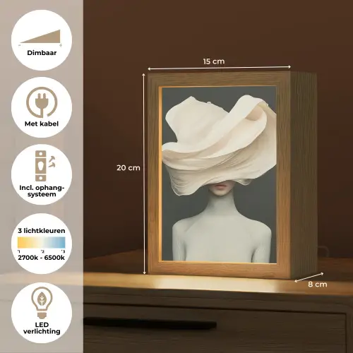 Vrouw - Beige - hoed Light Box met kabel (Tafellamp) klein -USP_NL