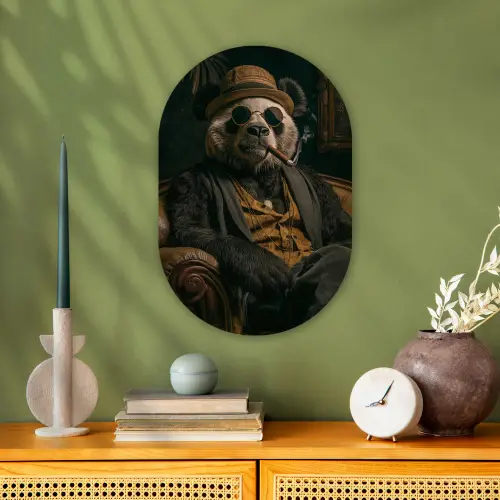 Panda - Hoed - Bril - Pak Wandcirkel Ovaal Forex klein -sfeer2