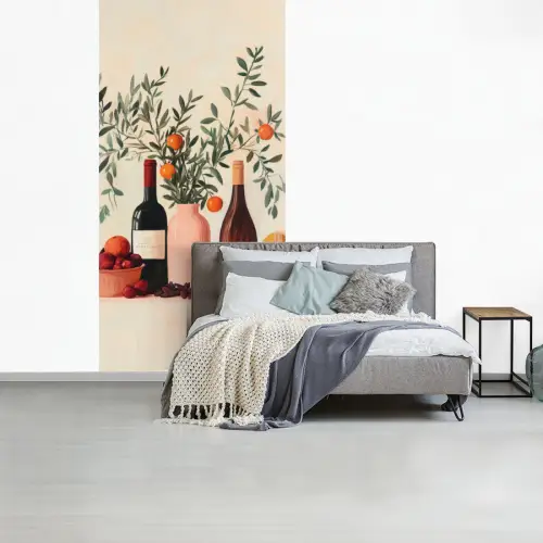 Wijnflessen - Takken - Sinaasappels fotobehang vinyl groot -slaapkamer
