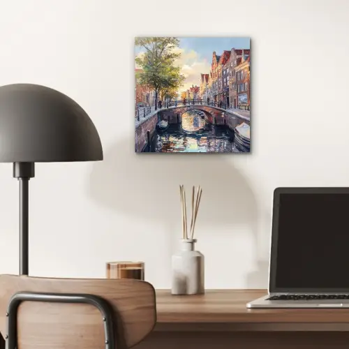 Brug - Stad - Huizen - Boot aluminium wit klein -sfeer5